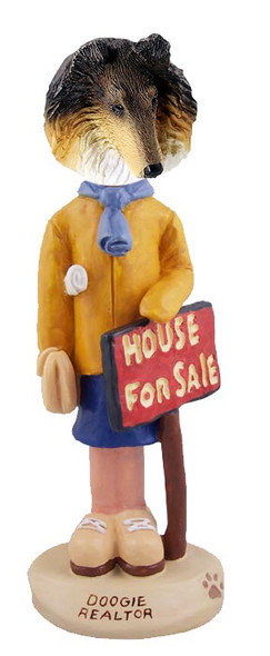 Tricolor Collie Female Realtor Doogie Collectible Dog Figurine