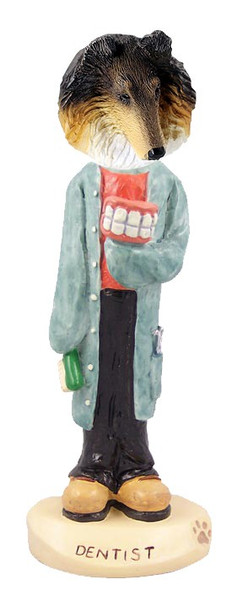 Tricolor Collie Dentist Doogie Collectible Dog Figurine