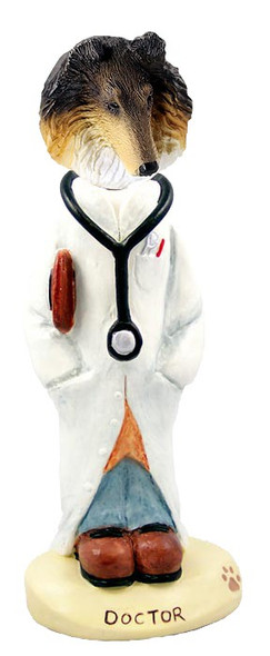 Tricolor Collie Doctor Doogie Collectible Dog Figurine