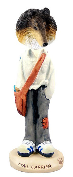 Tricolor Collie Mail Carrier Doogie Collectible Dog Figurine