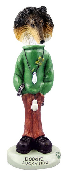 Tricolor Collie Lucky Doogie Collectible Dog Figurine