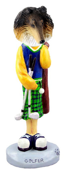 Tricolor Collie Golf Doogie Collectible Dog Figurine