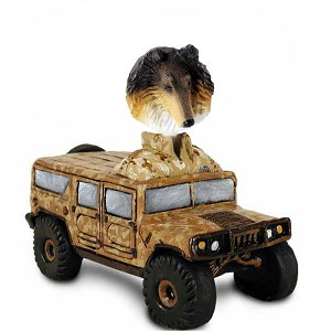 Tricolor Collie Hummer Doogie Collectible Dog Figurine