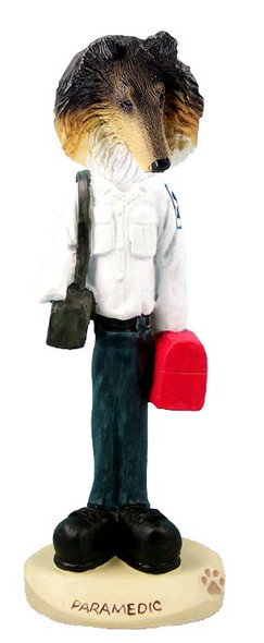 Tricolor Collie Paramedic Doogie Collectible Dog Figurine