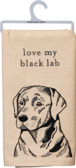 Love My Black Lab Cotton Linen Blend Dish Towel 20x26 from Primitives by Kathy