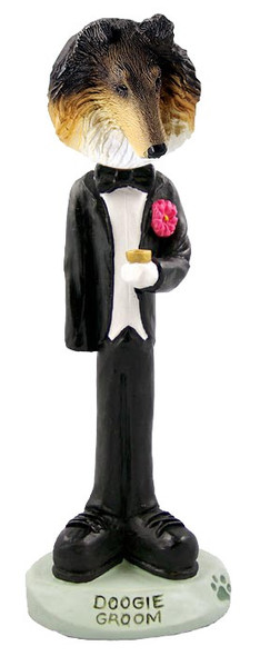 Tricolor Collie Groom Doogie Collectible Dog Figurine