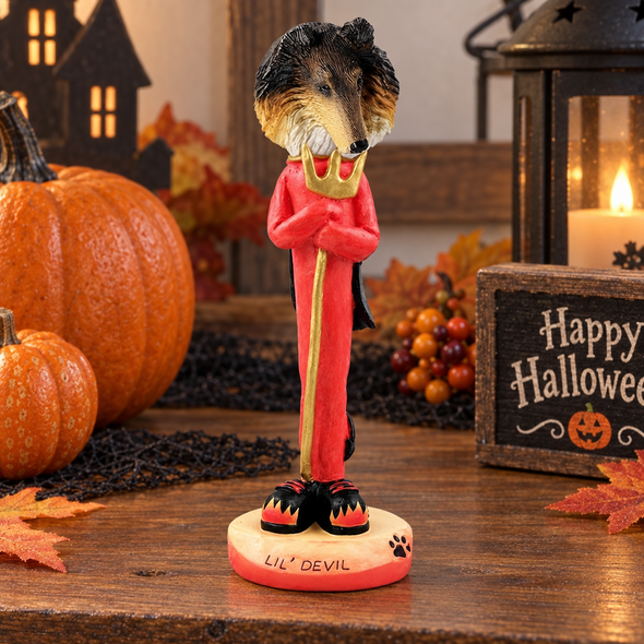 Tricolor Collie Lil Devil Doogie Collectible Dog Figurine