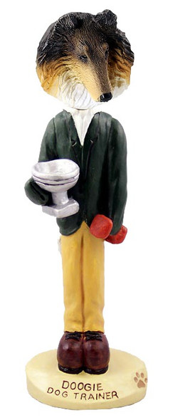 Tricolor Collie Trainer Doogie Collectible Dog Figurine