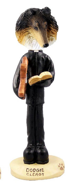 Tricolor Collie Clergy Doogie Collectible Dog Figurine