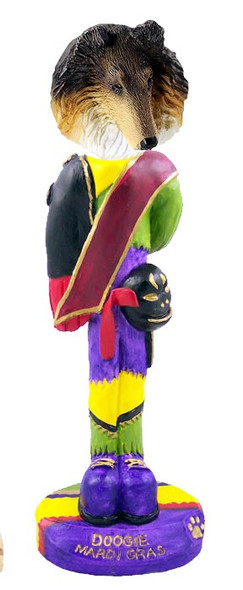 Tricolor Collie Mardi Gras Doogie Collectible Dog Figurine