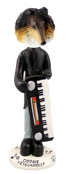 Tricolor Collie Keyboardist Doogie Collectible Dog Figurine