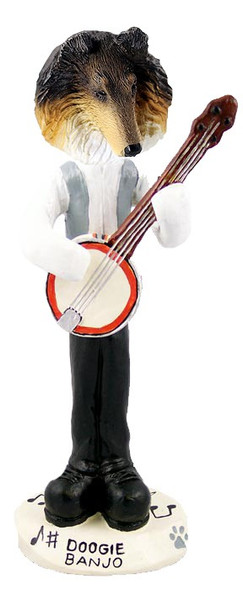 Tricolor Collie Banjo Doogie Collectible Dog Figurine