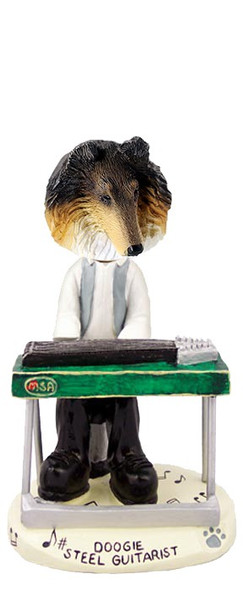 Tricolor Collie Steel Guitarist Doogie Collectible Dog Figurine