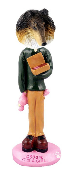 Tricolor Collie It's a Girl Doogie Collectible Dog Figurine