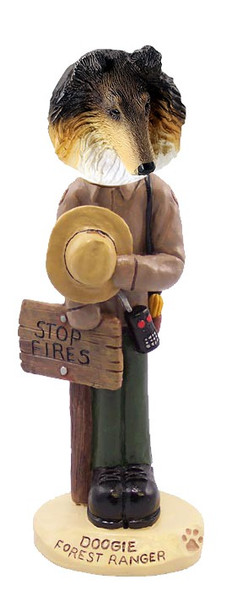 Tricolor Collie Forest Ranger Doogie Collectible Dog Figurine