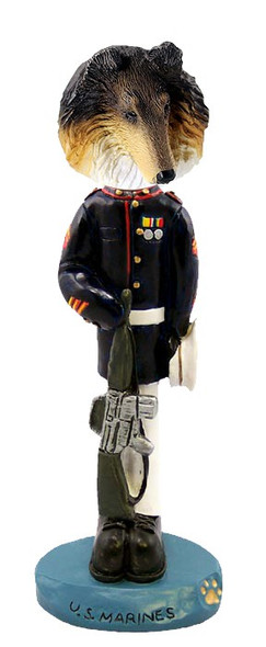 Tricolor Collie U S Marines Doogie Collectible Dog Figurine