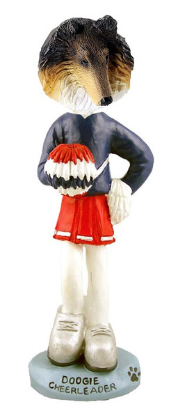 Tricolor Collie Cheerleader Doogie Collectible Dog Figurine