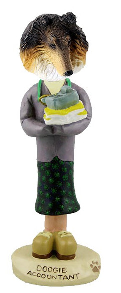 Tricolor Collie Female Accountant Doogie Collectible Dog Figurine