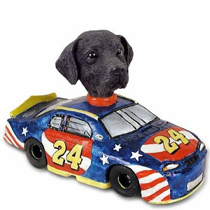 Black Labrador Retriever Race Car Doogie Collectible Dog Figurine