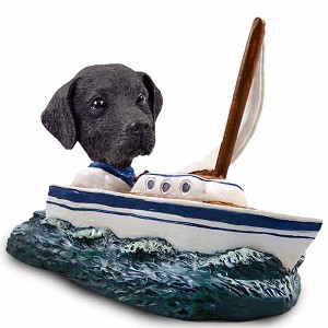 Black Labrador Retriever Sailboat Doogie Collectible Dog Figurine