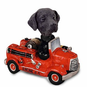 Black Labrador Retriever Fire Engine Doogie Collectible Dog Figurine