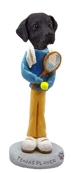 Black Labrador Retriever Tennis Player Doogie Collectible Dog Figurine