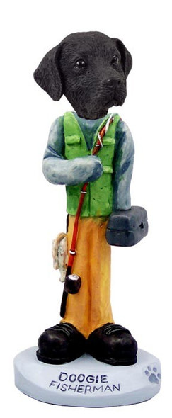 Black Labrador Retriever Fisherman Doogie Collectible Dog Figurine