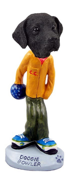 Black Labrador Retriever Bowler Doogie Collectible Dog Figurine