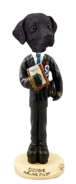 Black Labrador Retriever Airline Pilot Doogie Collectible Dog Figurine