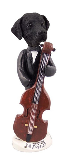 Black Labrador Retriever Bassist Doogie Collectible Dog Figurine