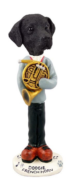 Black Labrador Retriever French Horn Doogie Collectible Dog Figurine