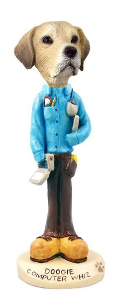Yellow Labrador Retriever Computer Whiz Doogie Collectible Dog Figurine
