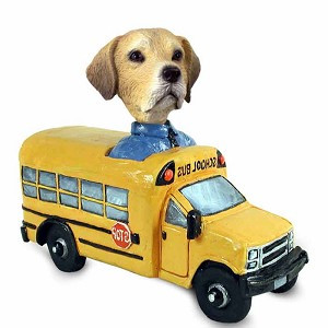 Yellow Labrador Retriever School Bus Doogie Collectible Dog Figurine