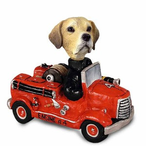 Yellow Labrador Retriever Fire Engine Doogie Collectible Dog Figurine