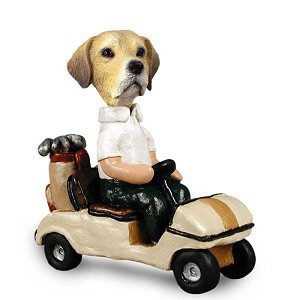 Yellow Labrador Retriever Golf Cart Doogie Collectible Dog Figurine