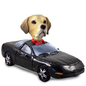 Yellow Labrador Retriever Sports Car Doogie Collectible Dog Figurine