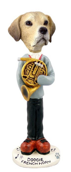 Yellow Labrador Retriever French Horn Doogie Collectible Dog Figurine