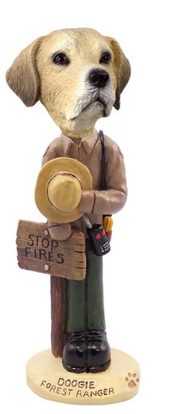 Yellow Labrador Retriever Forest Ranger Doogie Collectible Dog Figurine