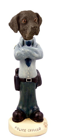 Chocolate Labrador Retriever Police Doogie Collectible Dog Figurine