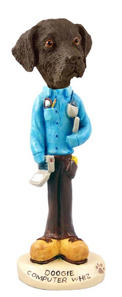 Chocolate Labrador Retriever Computer Whiz Doogie Collectible Dog Figurine
