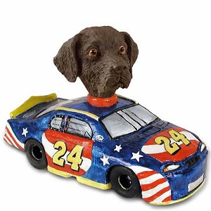 Chocolate Labrador Retriever Race Car Doogie Collectible Dog Figurine