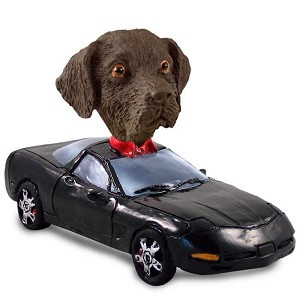 Chocolate Labrador Retriever Sports Car Doogie Collectible Dog Figurine