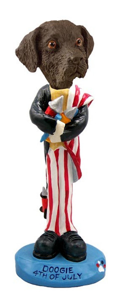 Chocolate Labrador Retriever 4th Of July Doogie Collectible Dog Figurine
