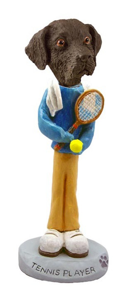 Chocolate Labrador Retriever Tennis Player Doogie Collectible Dog Figurine