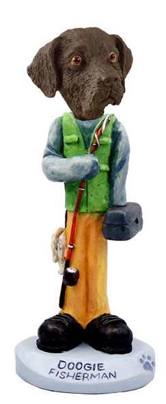 Chocolate Labrador Retriever Fisherman Doogie Collectible Dog Figurine