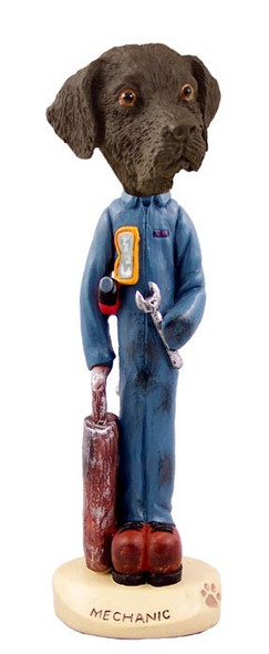Chocolate Labrador Retriever Mechanic Doogie Collectible Dog Figurine