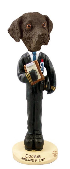 Chocolate Labrador Retriever Airline Pilot Doogie Collectible Dog Figurine