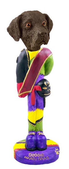 Chocolate Labrador Retriever Mardi Gras Doogie Collectible Dog Figurine