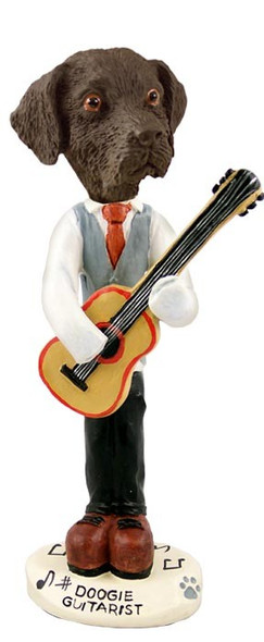 Chocolate Labrador Retriever Guitarist Doogie Collectible Dog Figurine