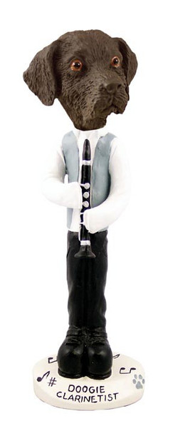 Chocolate Labrador Retriever Clarinetist Doogie Collectible Dog Figurine